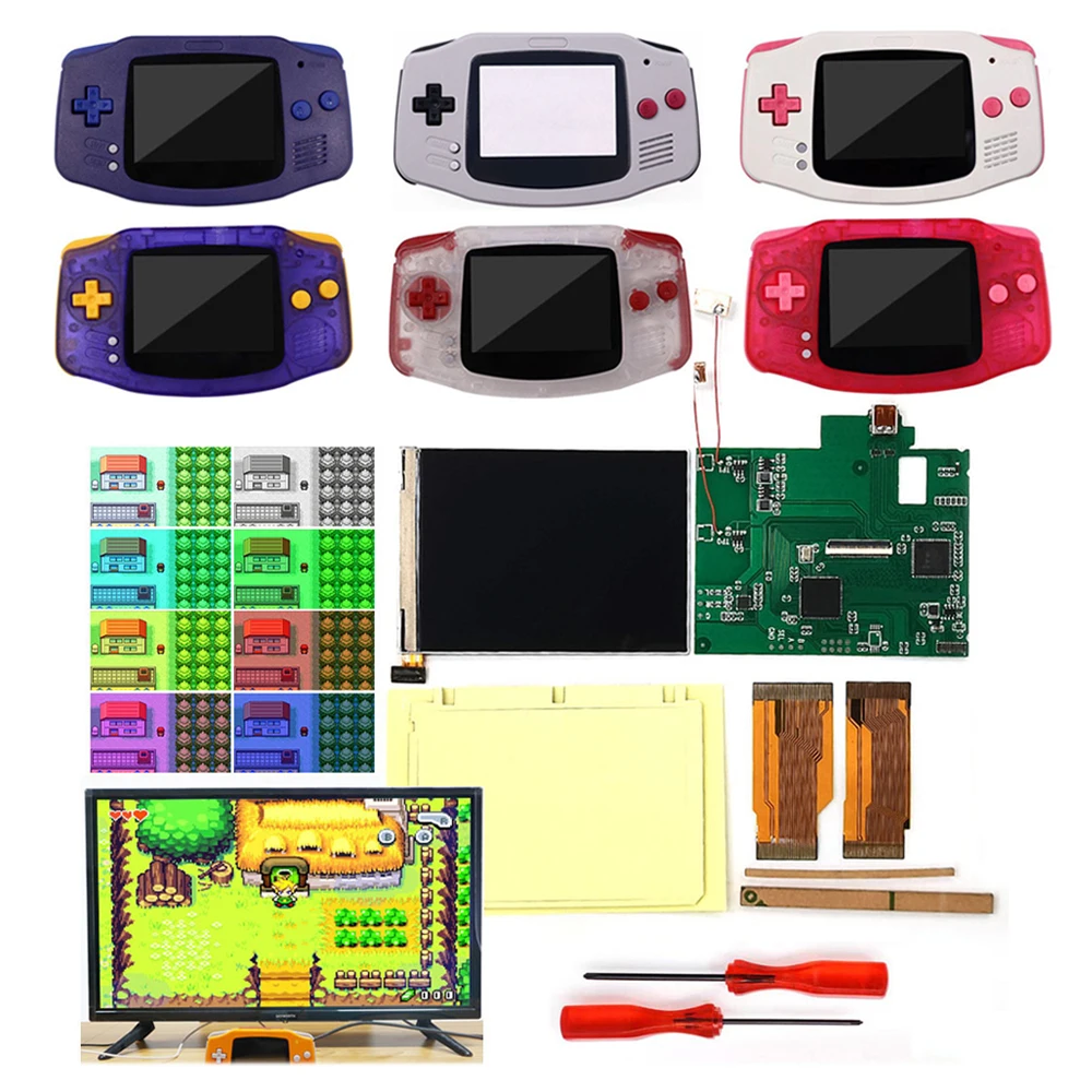 

Hispeedido For GBA HDMI-Compatible Retro Pixel Menu V2 IPS LCD Backlight kit Output For Gameboy Advance With Pre-trim housing