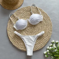 Maillot de bain deux pièces pour femmes, sexy, push up, bikini, micro, ensemble, tankini, vêtements de plage, vacances, 2024