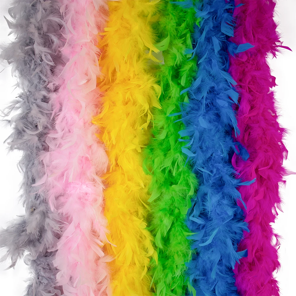 

90/120g Blue Turkey Feather Boa Rooster Feathers Boa Dress Decorative Accessories 2Meters Long Feathers Fluffy Marabou Shawl