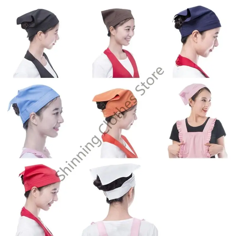 M68A Breathable Cotton Servers Head Wrap With Elegant Embroidery Design Perfect For Food Service Industry