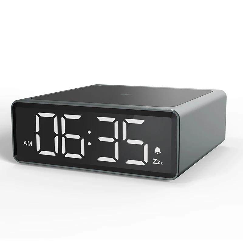 Cargador inalámbrico despertador LED termómetro Digital auriculares cargadores de teléfono estación de carga rápida para iPhone Samsung