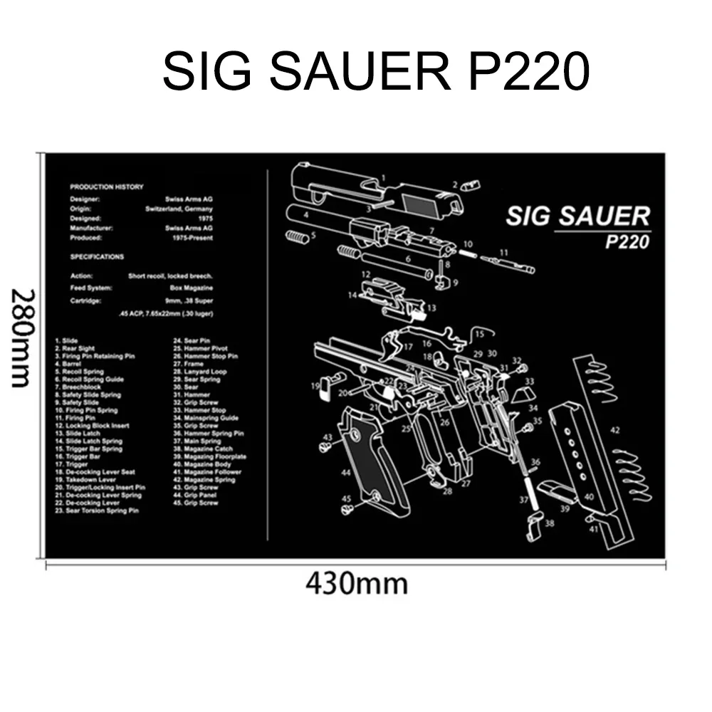 Tactical SIG SAUER Gun Cleaning Rubber Mat P220 P226 P229 P250 P320 P365 P238 SP2022 Gunsmith Armorers Disassembly Repair Tool