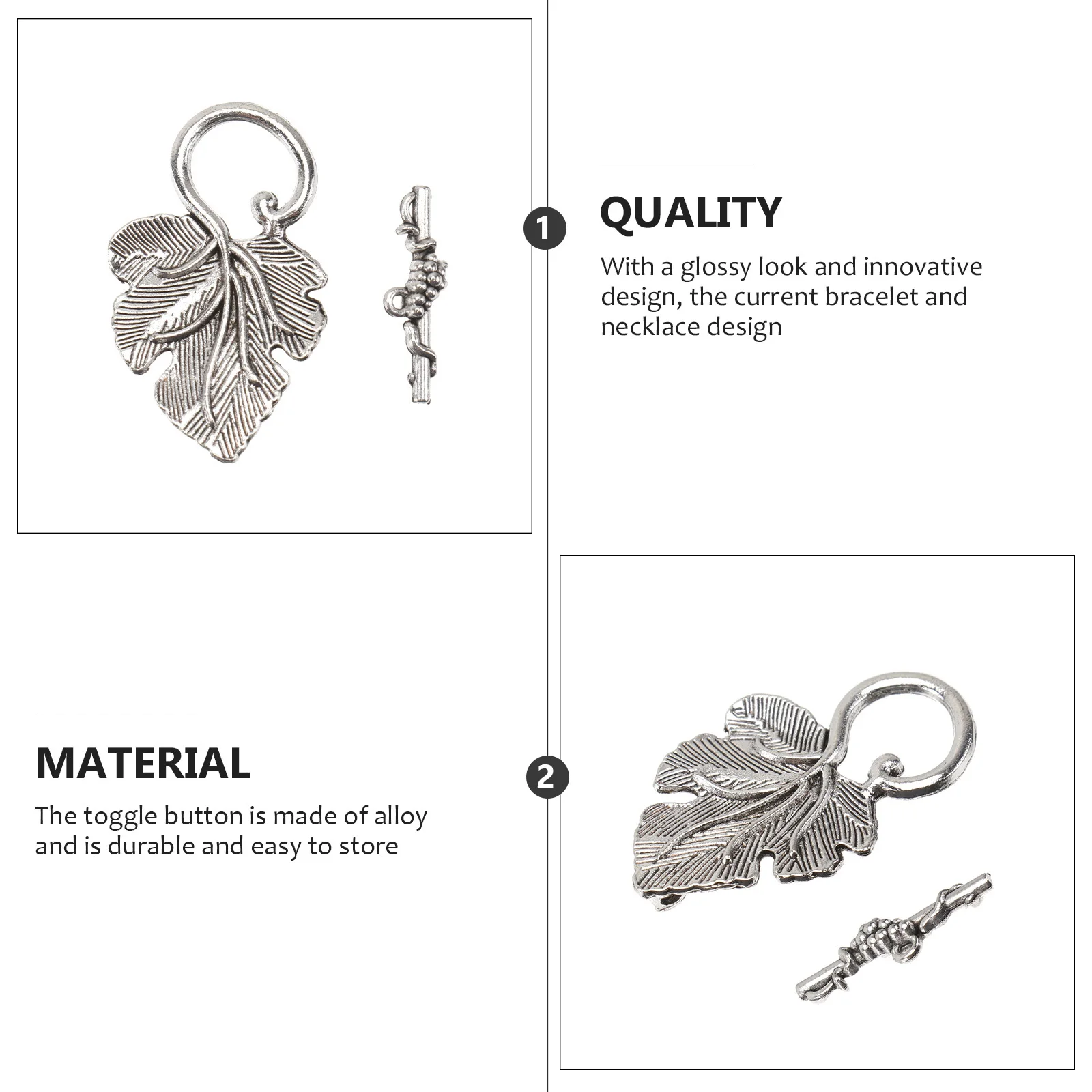 

20Sets Leaf Bracelet Ot Buckles Alloy Jewelry Parts Pendants Glossy Design DIY Accessories Ot Buckles
