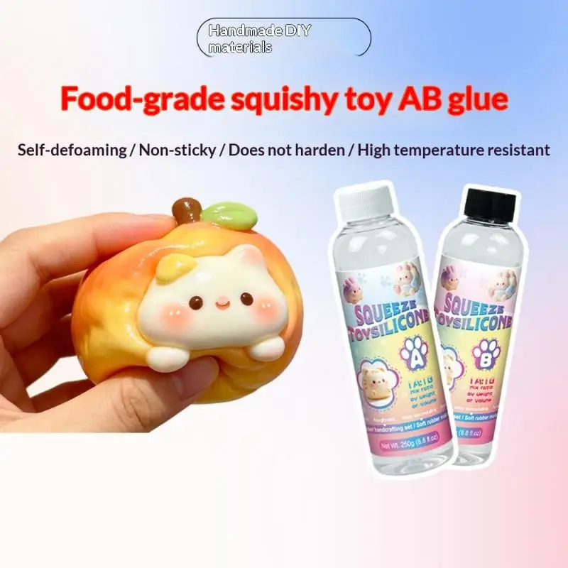2 Bottles Epoxy Resin Glue 1:1 AB Gel Soft Liquid Silicone Mold Decompression Toys Gift Squeezing Toy Epoxy Resin Glue
