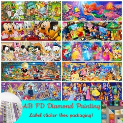 Disney Art  AB FD Diamond Painting Princess Mickey Mouse Cross Stitch Embroidery Kit Mosaic Picture Home Decor Sticker label