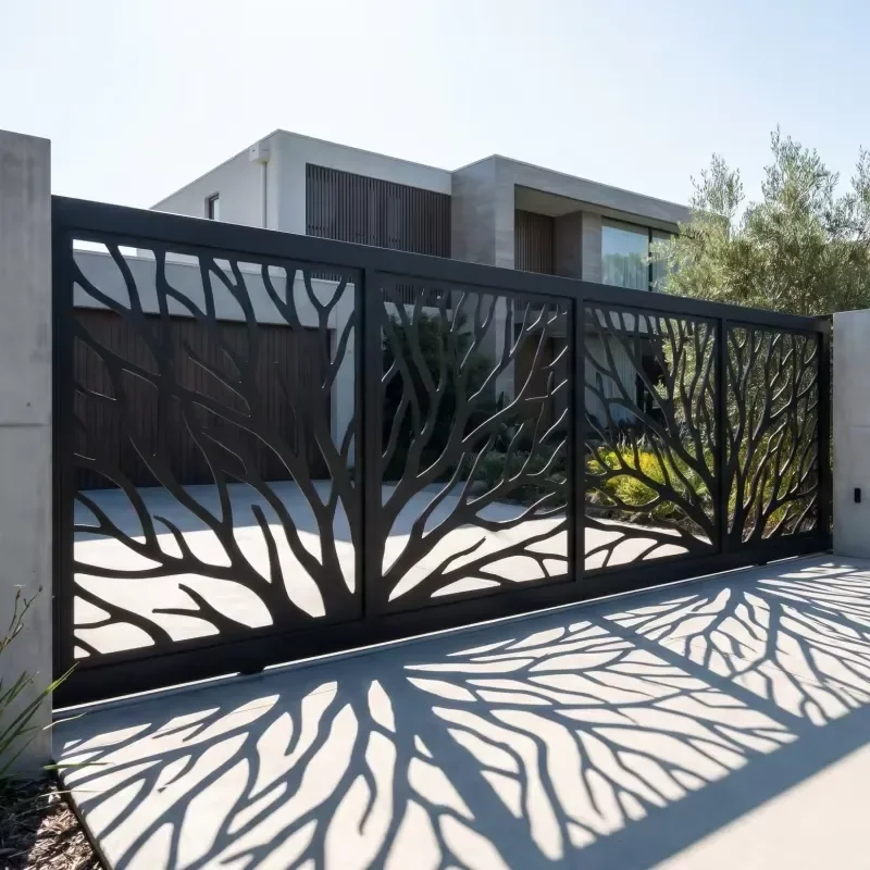 High Quality Easily Assembled 6063-T5 Powder Coated Cut Aluminum Gate Modern Decorative Privacy Gate for Villa Garden