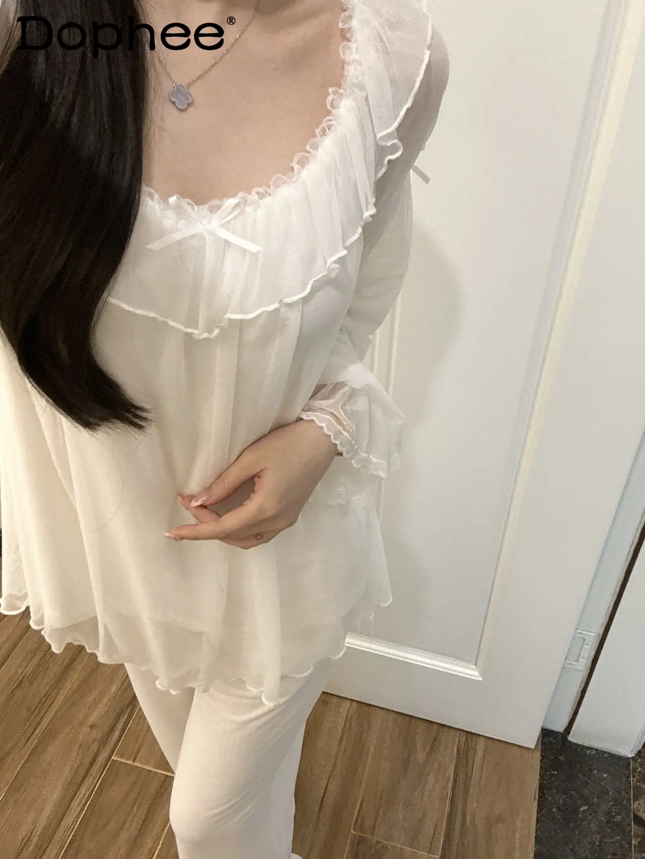 

Spring New Japanese Style Original Palace Style Princess Sweet Lace Pajamas for Women High-end Casual Comfortable Homewear Set
