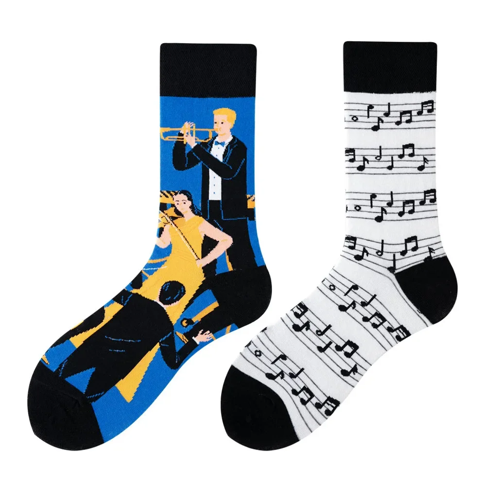 Hochwertige Baumwolle AB Socken Essen Muster Lange Röhre Lustige Glückliche Männer Socken Neuheit Skateboard Crew Lässige Verrückte Frau Socken – Detail 13
