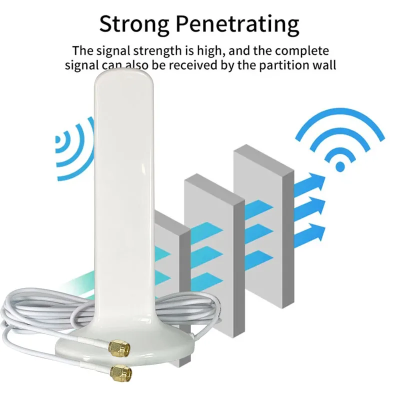 5G 4G LTE 3G GSM Omni WiFi Antenna High Gain 15dBi Waterproof 600~6000Mhz Aerial for Wifi Router Modem With  RP SMA Male TS9