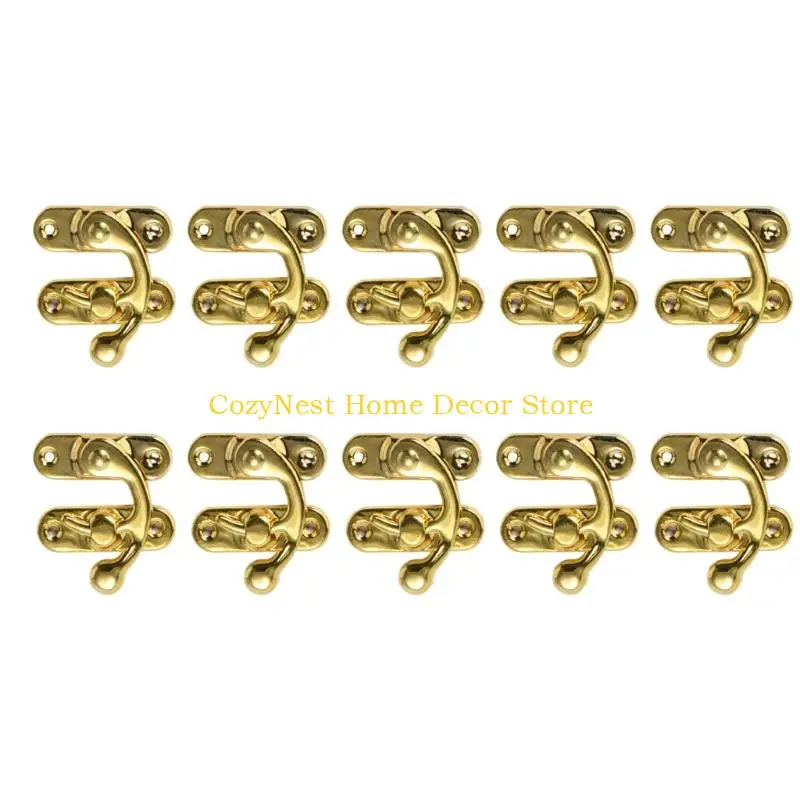 92MF 10Pcs Antique Iron Lock Hook Jewelry-Chest Box Suitcases Buckles Clip Clasps