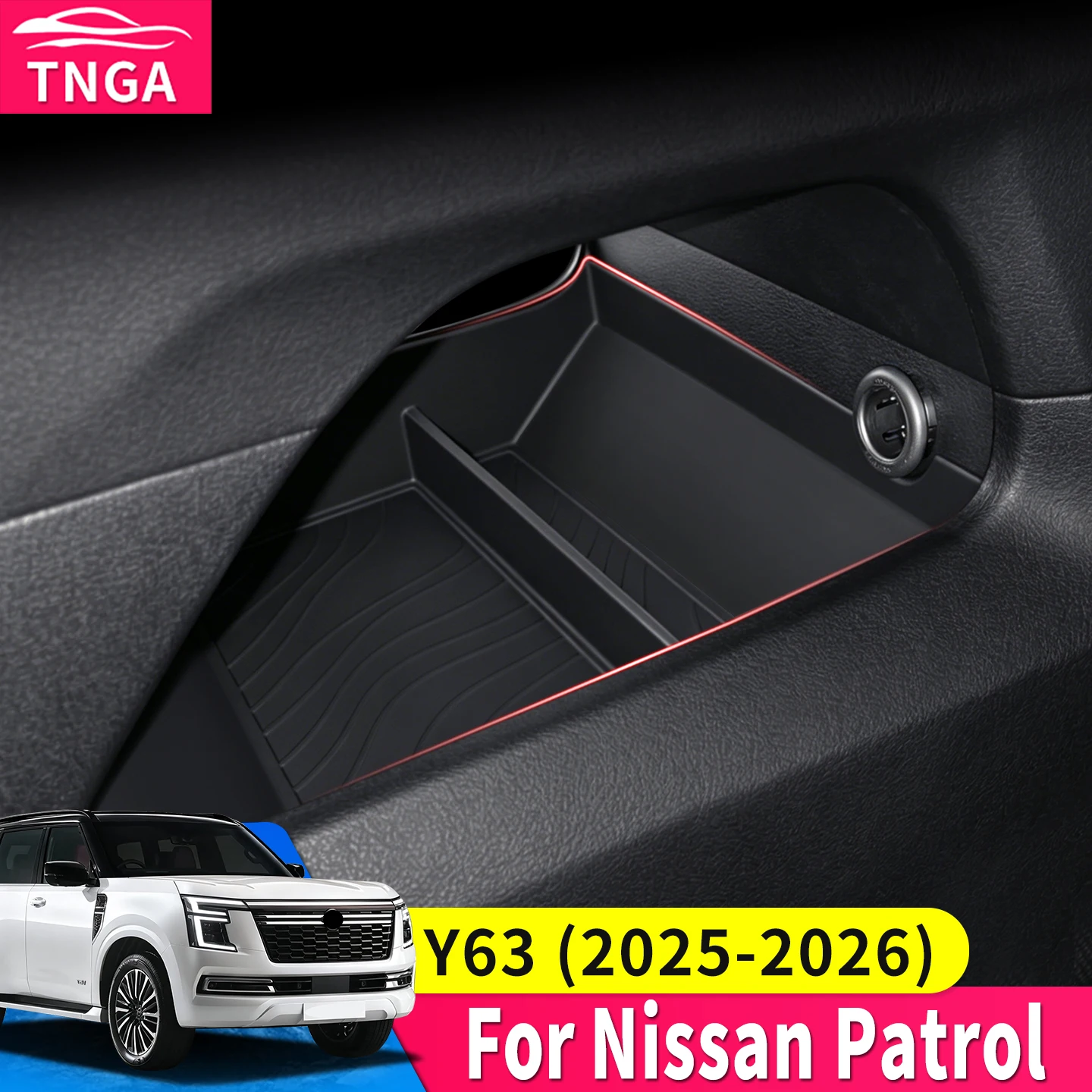 For Nissan Patrol Y63 Armada 2025-2026 Lower Center Console Storage Box Tray Organizer Interior Modification Accessories