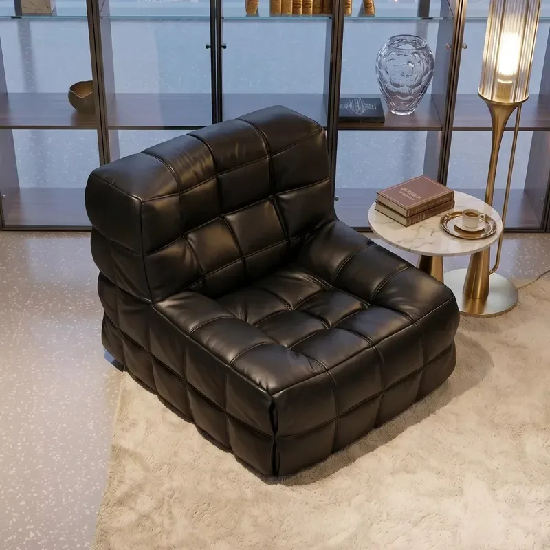 Modern tufted corduroy single sofa with ergonomic lounge chair for apartments and offices