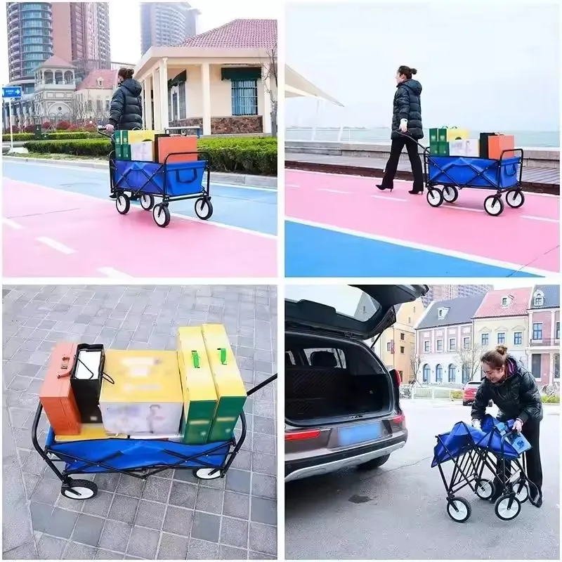 Heavy Duty Folding Beach Outdoor Wagon Carts Collapsible Garden Carts with Platform for Shopping