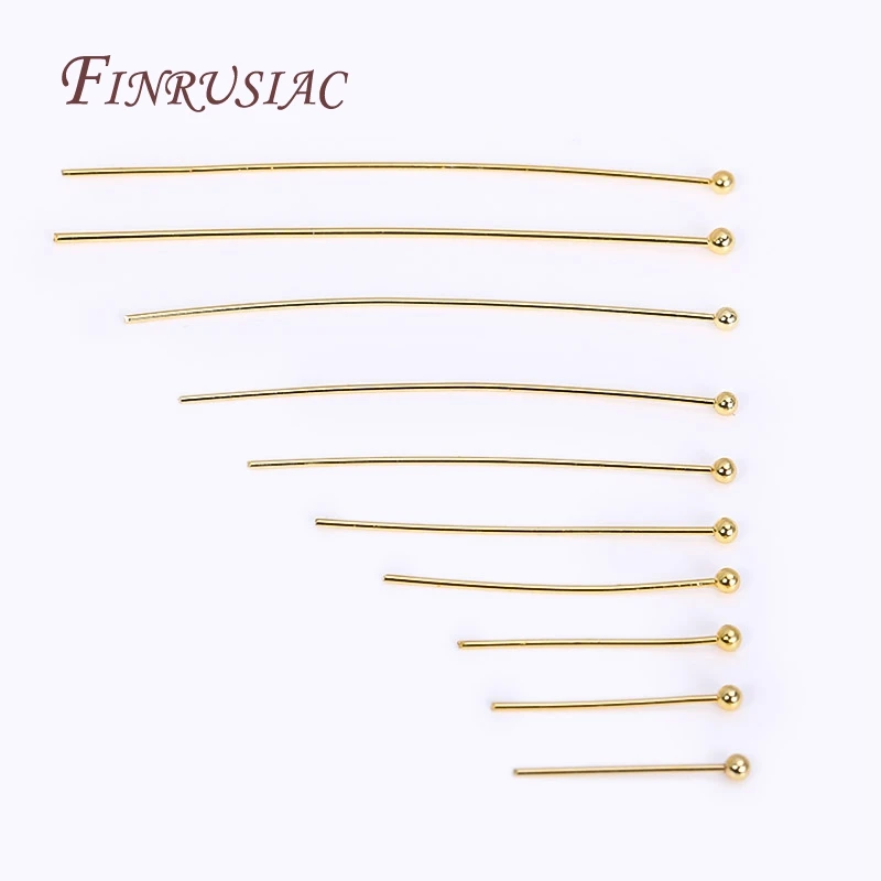 Supplies For Jewelry Wholesale 50pcs/lot 18K Gold Plated Eye Pin/Ball Head Pin/Flat Head Pin For DIY Jewelry Making