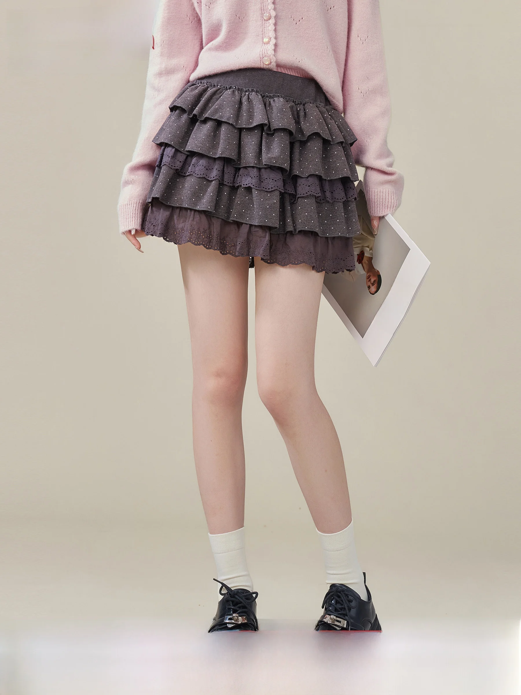 

Lingjiu Skirt Sweet Sle A-Line High Waist Pleated ort Skirt for Women Autumn Winter New Arrival Polyester Fiber