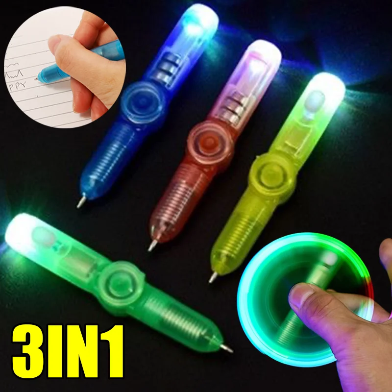 1-5PCS LED Spinning Pen Ballpoint Pens Fidget Spinner Glow In Dark Light Stress Relief Toys Kids Toy Gift Office School Supplies