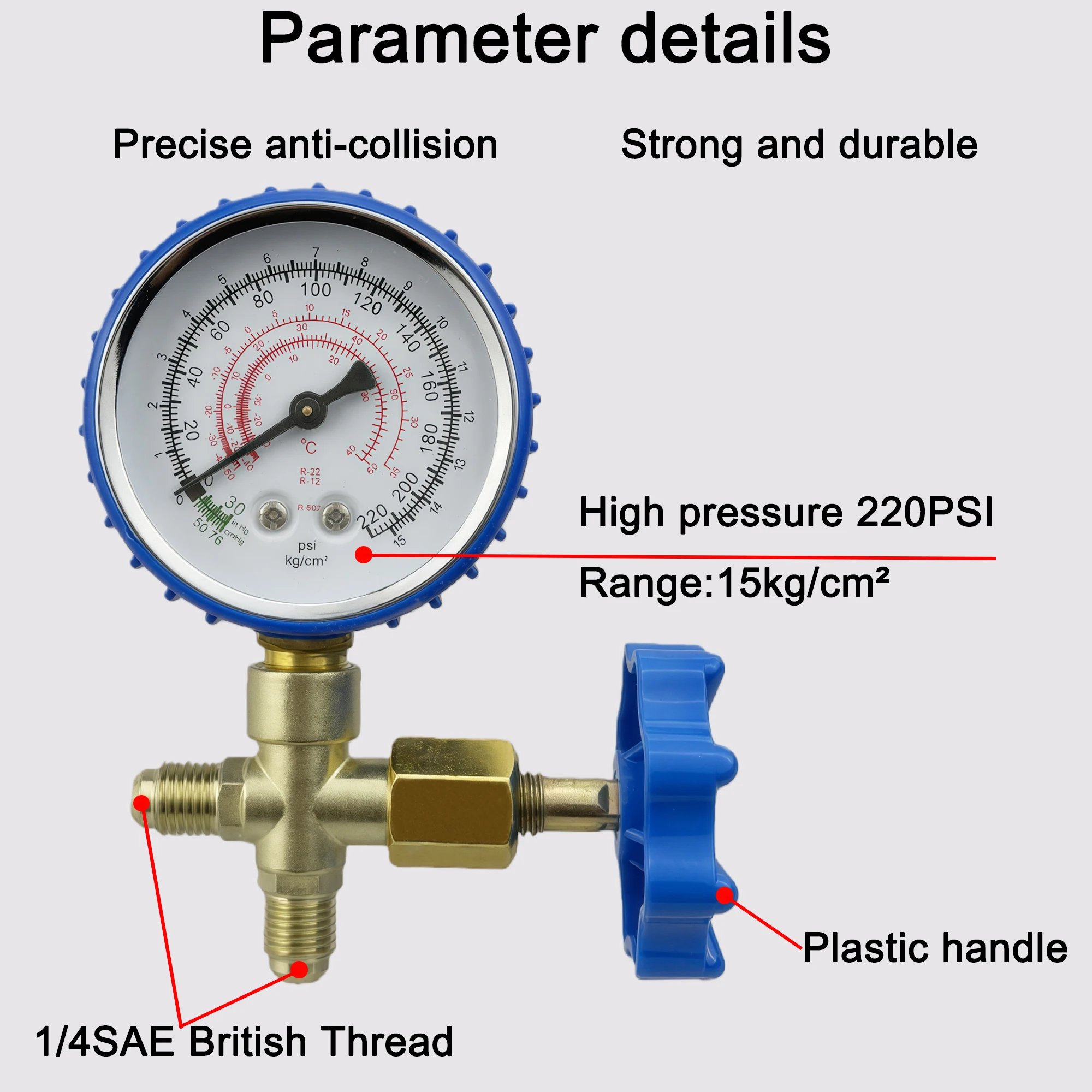 Accurate Vacuum Gauge Air Gauge Instrument for Vacuum 0-15psi Dials Display 1/4 SAE Connector Vacuum Gauge
