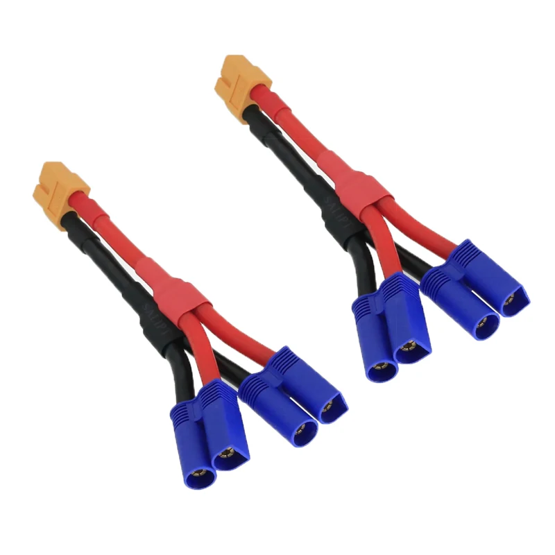 1/2 Pcs  2 EC5 Male Plug to 1 XT60 Female Connector Parallel Wire Charge Cable 12awg 10cm for RC Charger Motor ESC