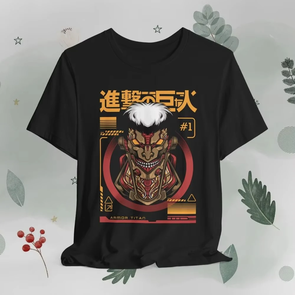 Attack on Titan T-shirt Armor Titan  Shingeki no Kyojin Paradis Island AOT Comic-Con Surrounding Funny T-Shirts