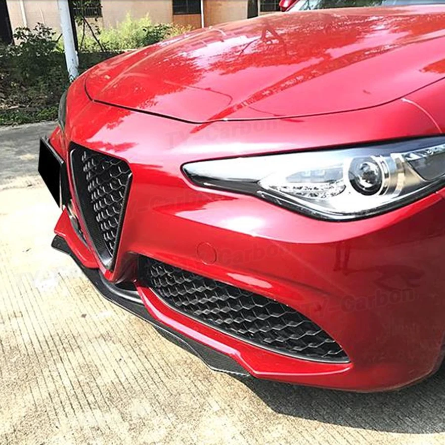 Labbro anteriore in vera fibra di carbonio per Alfa Romeo Giulia Sedan Standard Sport 2015-2020 paraurti per auto protezione per labbra Car Styling