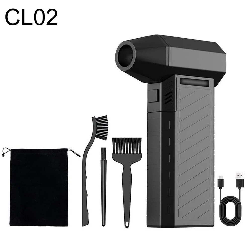 Compact Rechargeable Air Blower 150000 RPM 8000 mAh USB-C Charging 5 Nozzle Shapes 3 Brushes Metal Housing Black