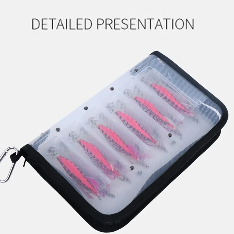 Plastic Transparent Visual Squid Jig Lure Hook Storage Case W- Carabiner Wooden Shrimp Octopus Egi Waterproof Fishing Tackle Bag view 6