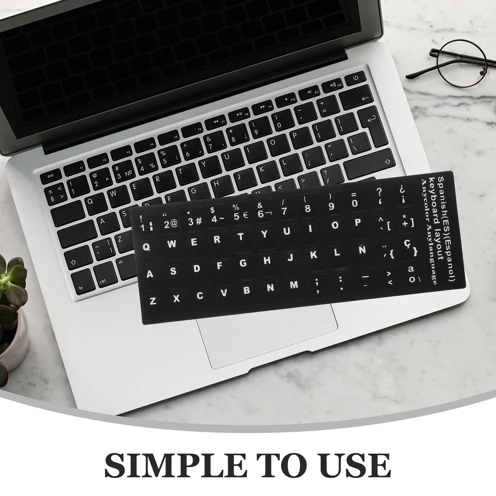 6Sheets Waterproof Keyboard Stickers PVC Multi-Language Keyboard Replacement Letter Decals Spanish Layout Laptop Computer