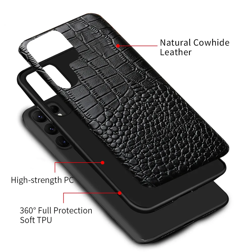 Genuine Leather Phone Case for Samsung Galaxy S24 S23 Ultra S22 Plus S21 FE S 24 23 S24Ultra Note 20 A55 A53 A54 5G Back Cover