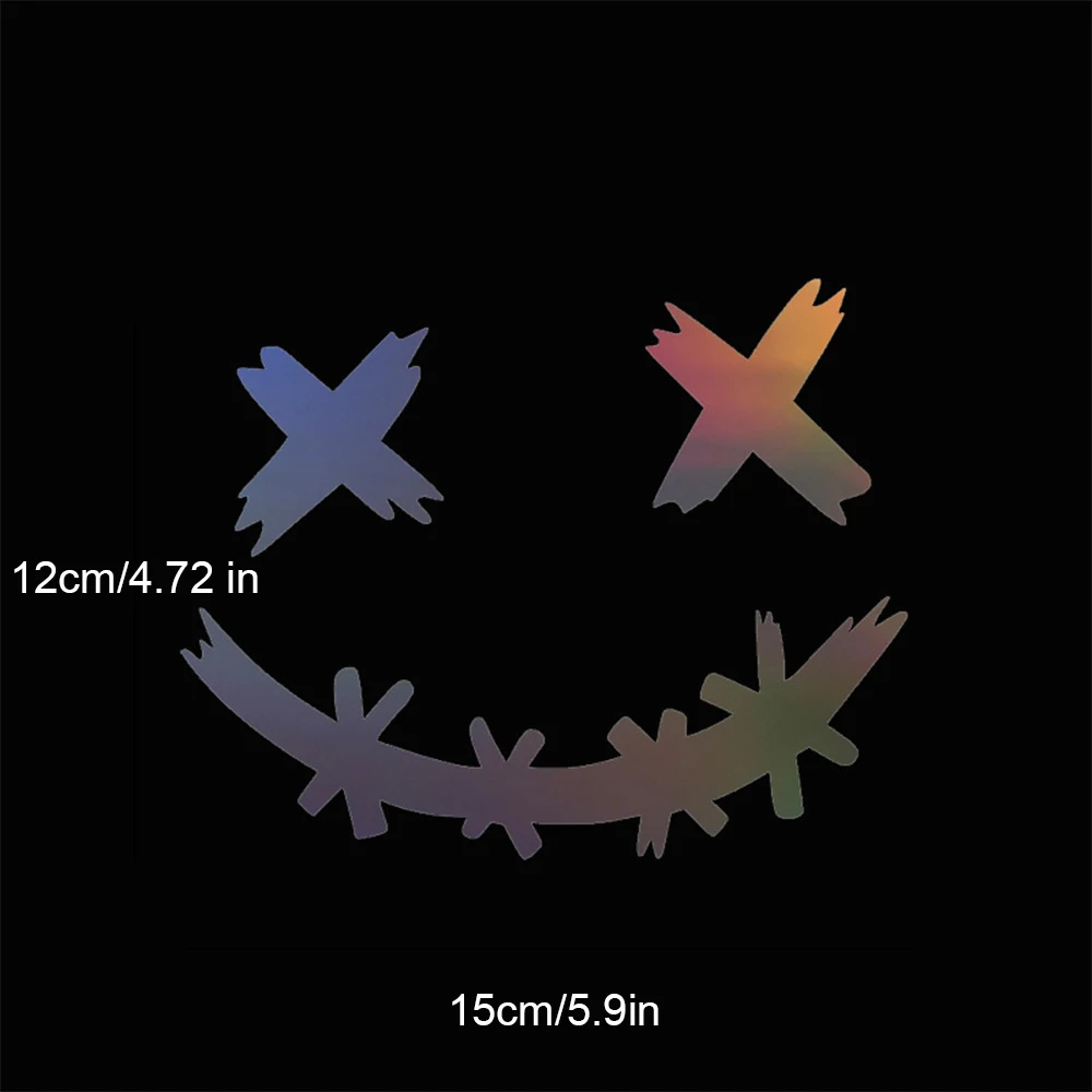 Laser Reflective Demon Smiling Face Motorcycle Sticker Waterproof Vinyl Decal for Helmet Car Body Decoration