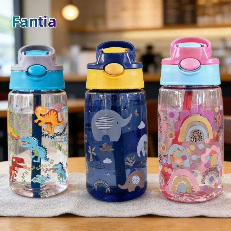 

Kids Water Sippy Cup Kids 480ml Water Bottle with Straw and Handle Portable Drinking Bottle Cup Children