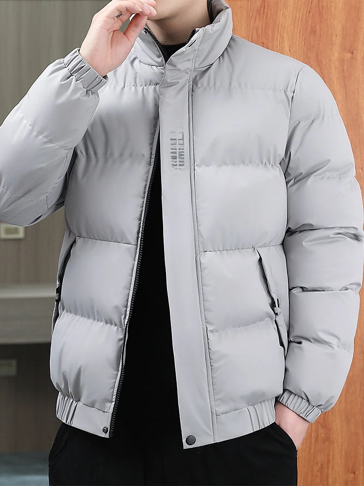 

Trendy Thiened Cotton Jaet Men's Winter Faion Warmth Anti-Cold Printed Slim Fit Youth Daily Wear Zipper Closure Coat