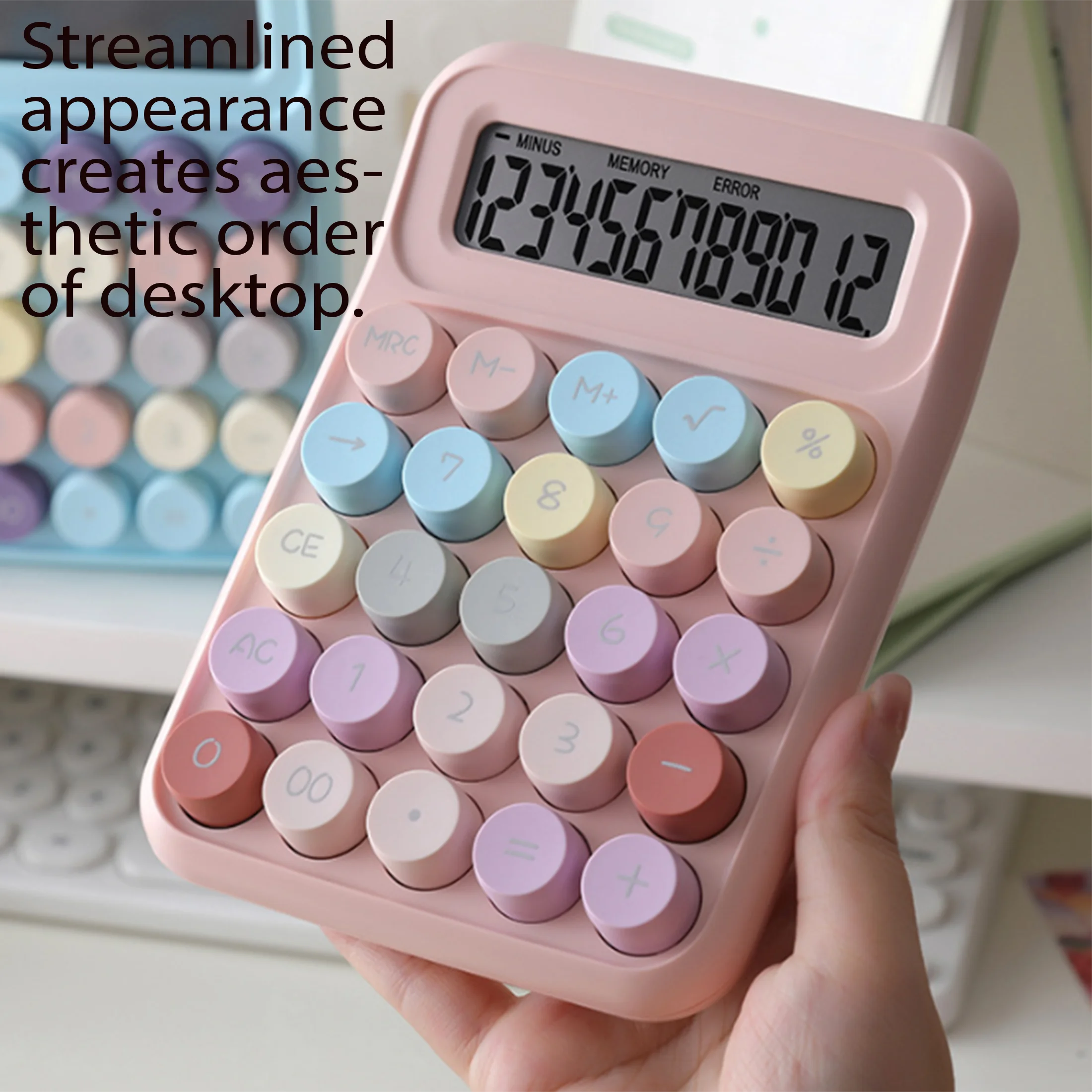 1 desktop calculator, sensitive click sound, dopamine calculator, 12-bit display screen, for office use.