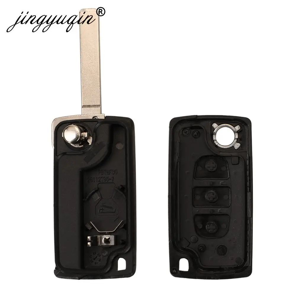 jingyuqin 10pcs 3BTN Flip Remote Car Key For Peugeot Partner Expert Citroen Berlingo Dispatch Folding Ce0523 ce0536 HU83 VA2