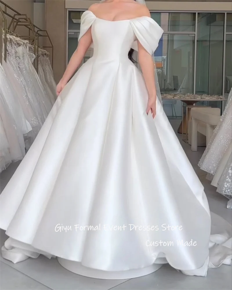 Giyu-Robe de Mariée en Satin, Simple, Éducative, Manches, Arabe, Grande Taille