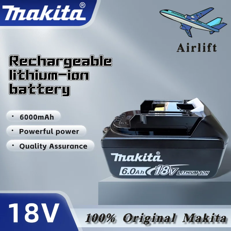 Original Makita Cordless Power Tool Battery, 6.0Ah Rechargeable Battery, Long Life, High Power Output Lithium-ion Battery