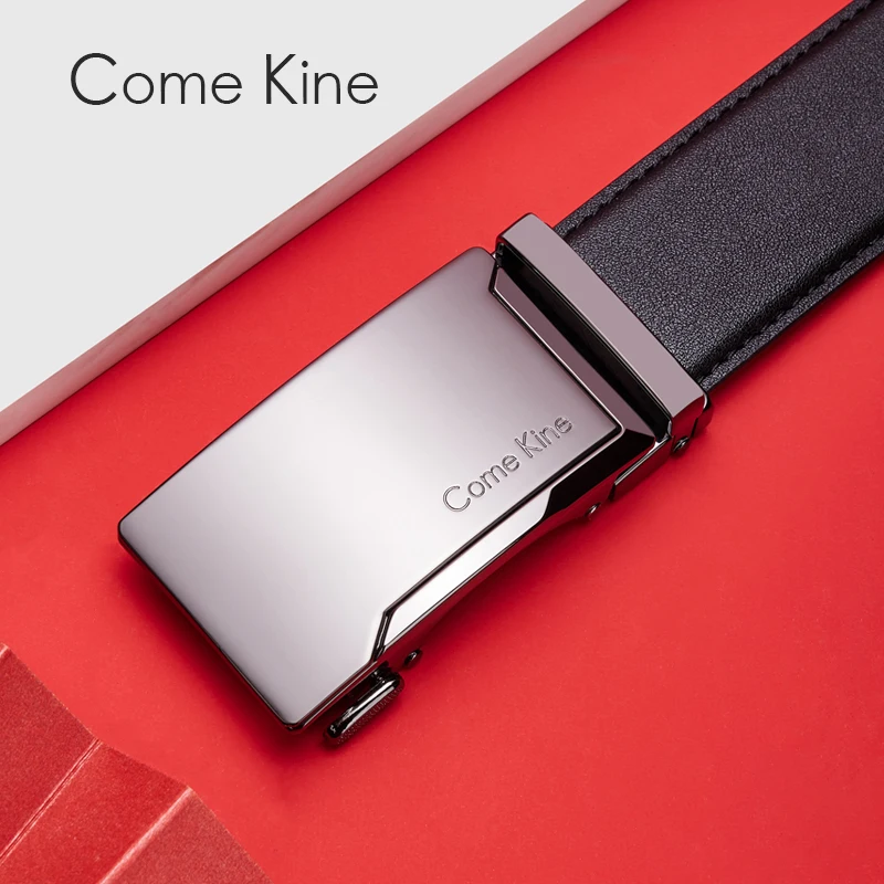 Come Kine Men Automatic Male Belts Business Affairs Cowskin Leather Belt Men Black Belts Genuine Leather Belts Luxury Brand