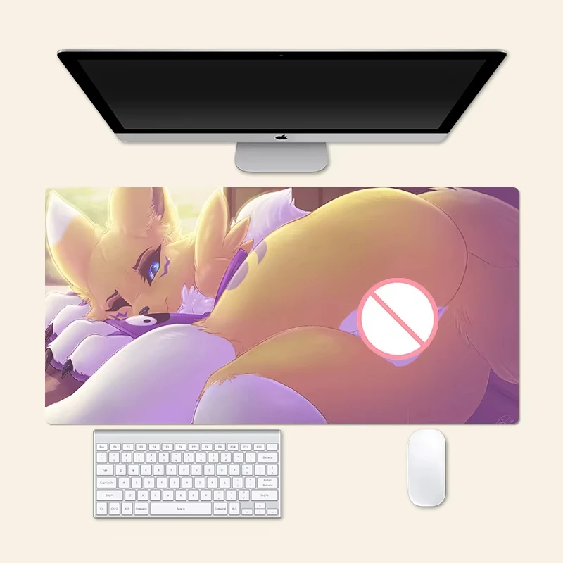 Furry Renamon Anime Large Mouse Pad Office Mousepad Creative Game Desk Mat Gift