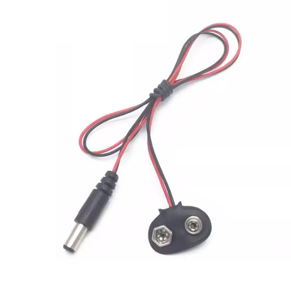 1pcs 9V battery button to 5.5*2.1mm Male Plug Battery Measurement Test Leads / DC Power battery button cable 50cm