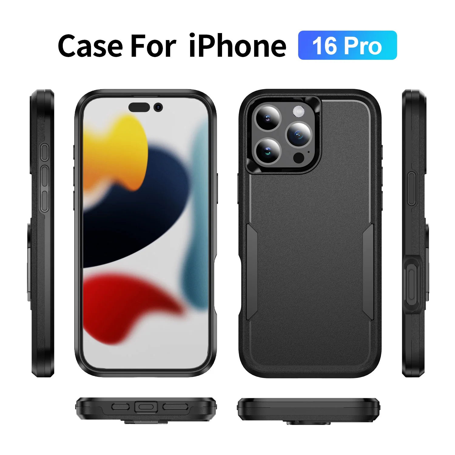 Rugged Armor Shockproof Phone Case For iPhone 11 12 13 14 15 16 Pro Max Xs XR 8 7 Plus SE 2022 TPU Frame Hard Plastic Back Cover