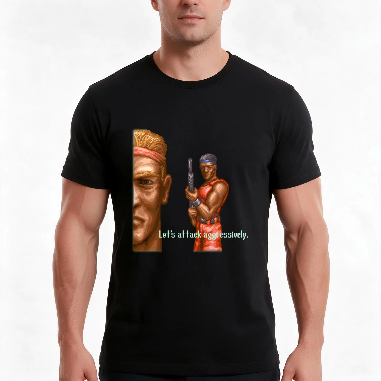 Contra 3 Let's Attack This Aggresively T-Shirt Summer Casual Cotton Tee Oversized Streetwear Tops Vintage Graphic Print
