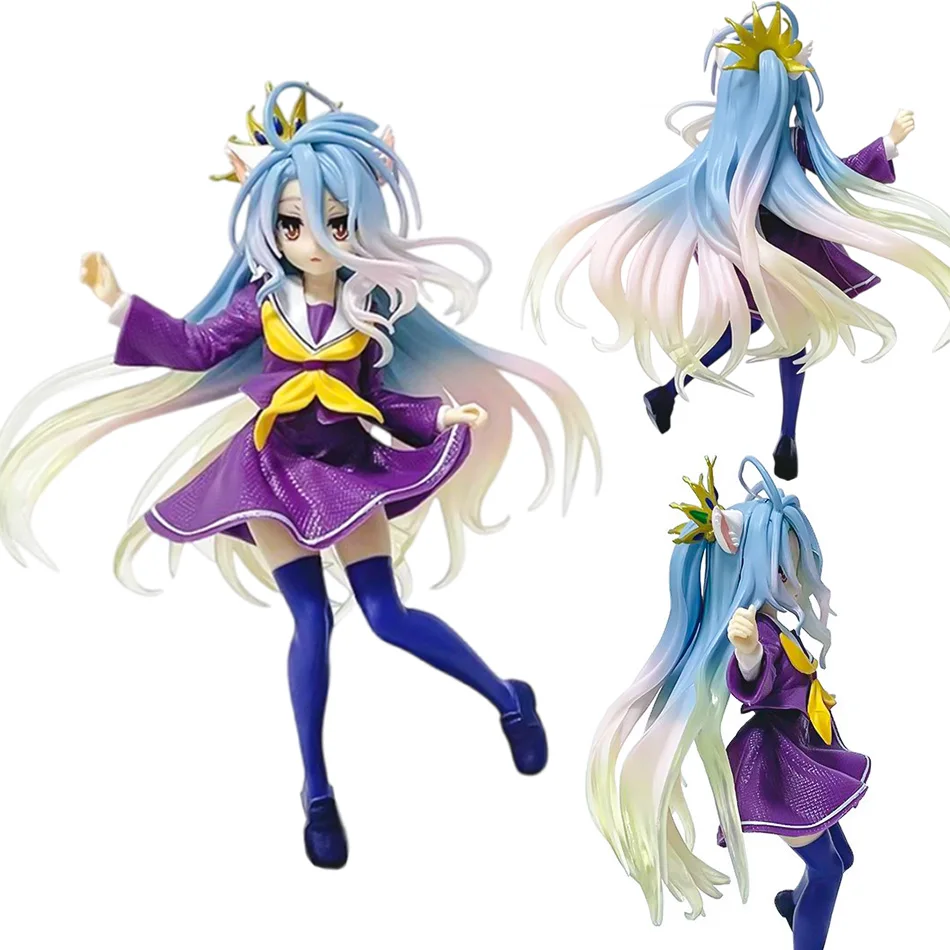 Em estoque anime ngnl sem jogo sem vida branco "18,5cm shiro pvc modelo figuras de ação modelo coleção ornamento brinquedo feriado gif quente