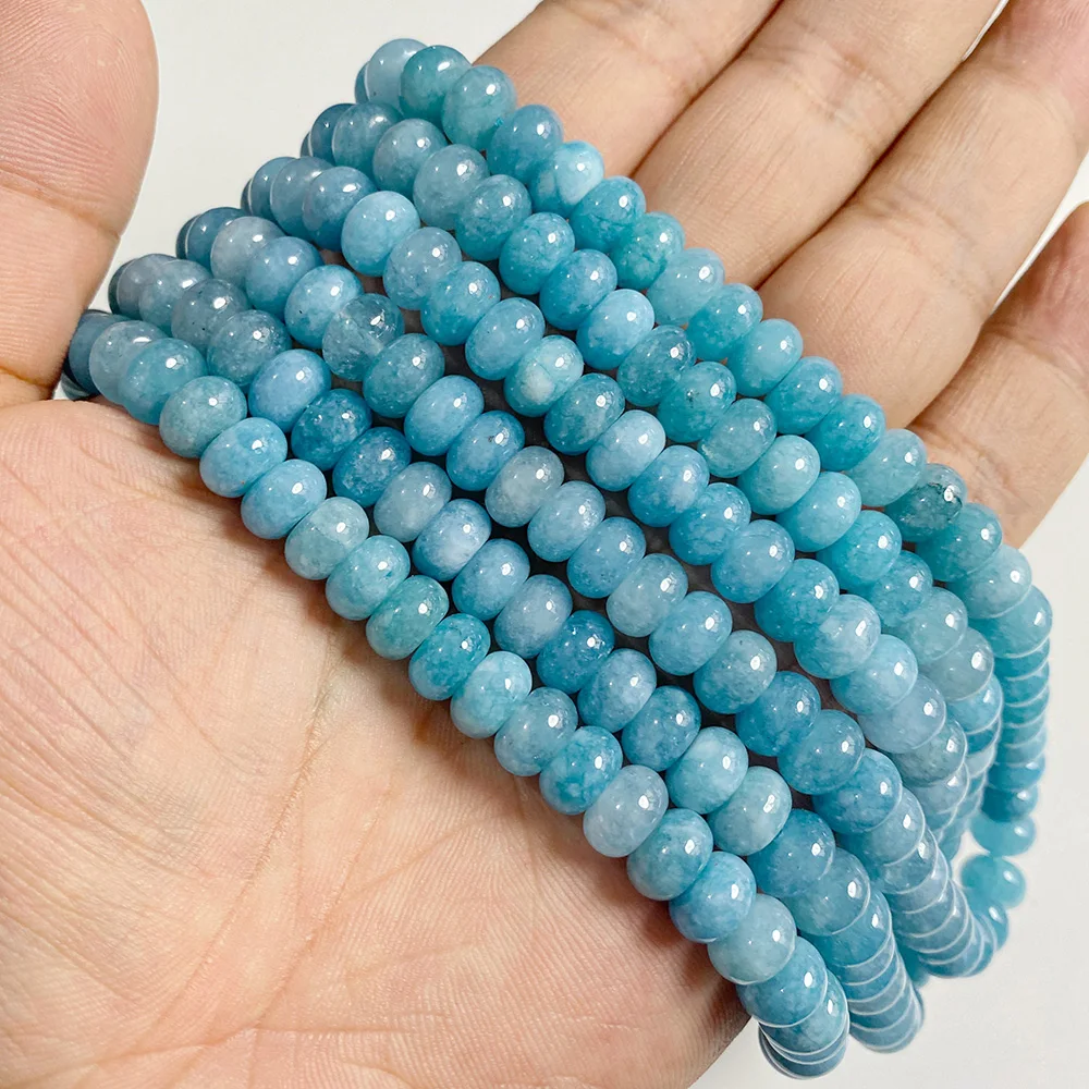Colorful Chalcedony Stone Beads 5x8mm Natural Rondelle Shape Loose Spacer Drum Bead For Jewelry Making Bracelet Necklace DIY
