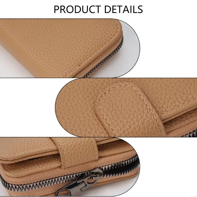 Multifunctional Leather Card Wallet With 12 Card Slots Travel Card Storage Case K1KF