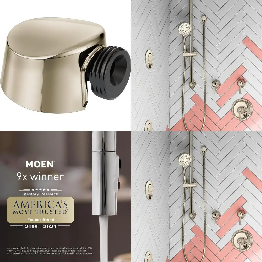 

Polished Nickel Round Drop Ellipse Handheld Shower Wall Connector A725NL