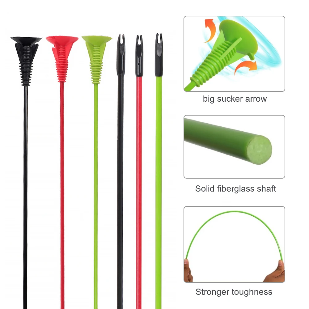 Toparchery 12pcs Sucker Arrows OD 5mm Fiberglass Arrows Children Outdoor Practice Arrows Archery Game Kids Bow