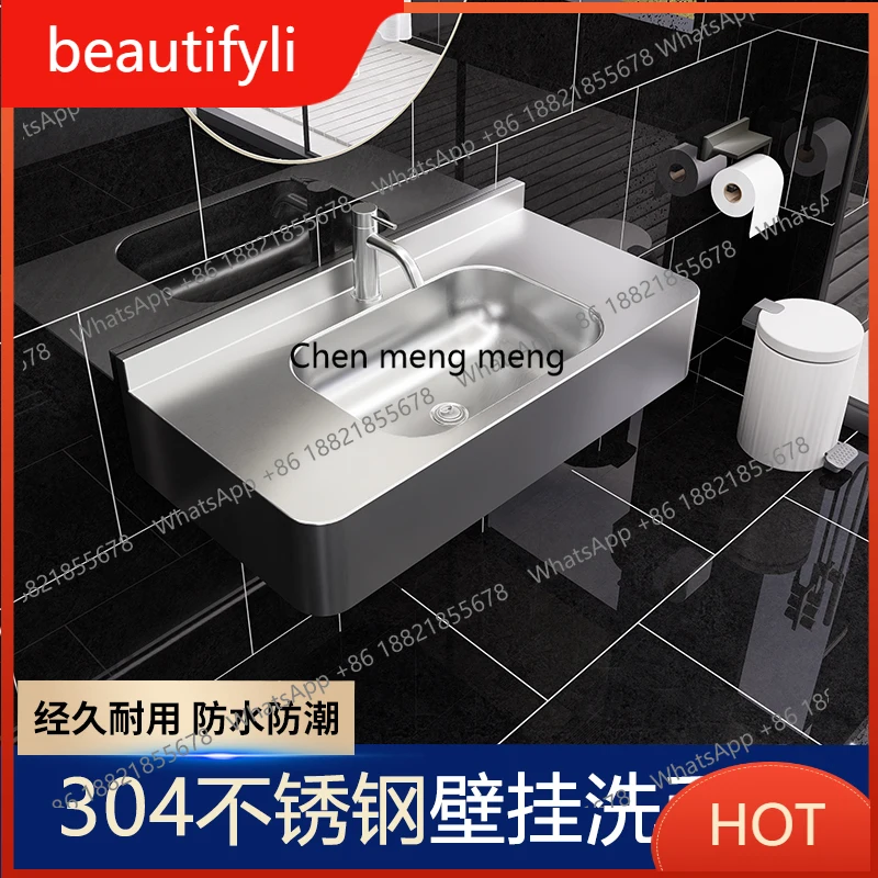 

A139 Настенный умывальник для общественной ванной комнаты из нержавеющей стали 304, со столешницей, бытовой встроенный умывальник