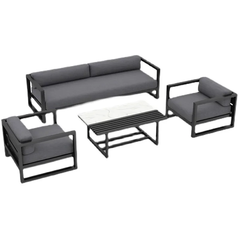 Aluminium legierung Sofa Couch tisch Kombination Outdoor Sonnenschutz wasserdicht Innenhof Garten Outdoor moderne einfache Möbel