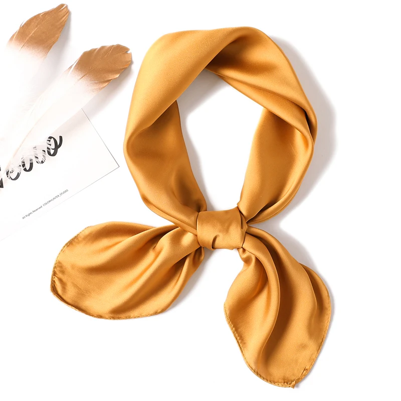 Fashion Spring Summer Women Silk Scarf Square Solid Color Shawl And Wrap Lady Hair Neck Scarves Soft Bandana Foulard