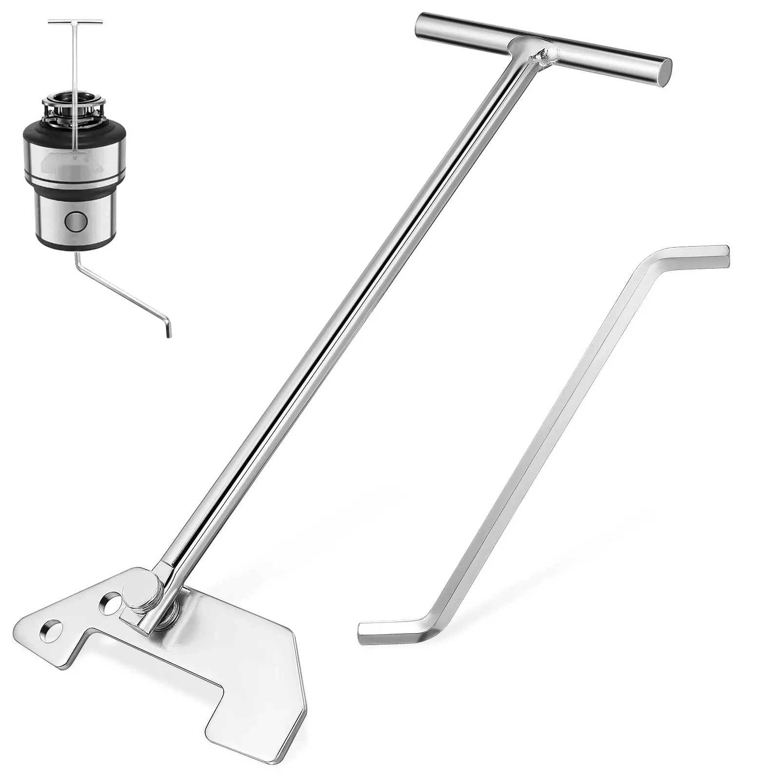 1Set Garbage Disposal Wrench Set Steel Construction Unjamming Tool Kitchen Sink Jam Clearing Waste Disposal Clog Remover Wrench