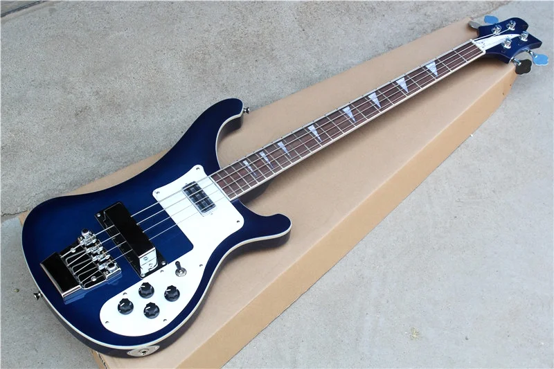 Flyoung Factory Blue Electric Bass Guitar with 4 Strings Custom Made